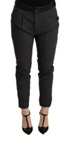 Cycle Gray Mid Waist Slim Fit Skinny Cotton Trouser In Black