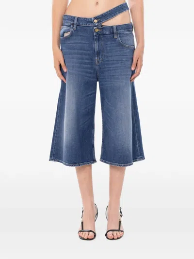 Cycle Missy Cross-waist Shorts In Blue