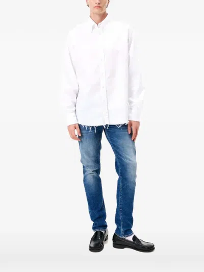 Cycle Rino Raw-edge Button-down Cotton Shirt In White