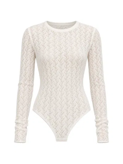Cycle Sara Lace-knit Long-sleeve Bodysuit In Neutral