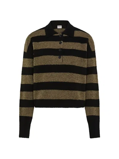 Cycle Vera Striped Polo Top In Black