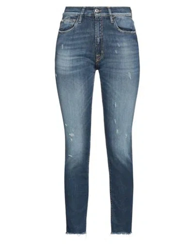 Cycle Woman Jeans Blue Size 28 Cotton, Red Cotton, Elastane