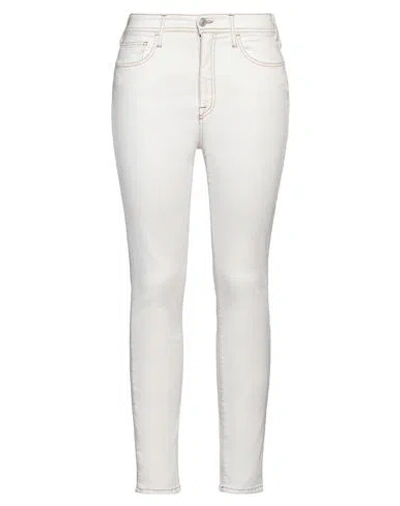 Cycle Woman Jeans Ivory Size 29 Cotton, Red Cotton, Red Polyester, Elastane In White