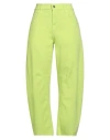 Cycle Woman Pants Lime Green Size 32 Cotton, Elastomultiester, Elastane In Green