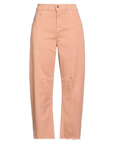 Cycle Woman Pants Salmon Pink Size 32 Cotton, Elastomultiester, Elastane In Brown