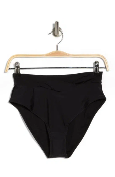Cyn And Luca Solid V High Waist Swim Bottoms In Black