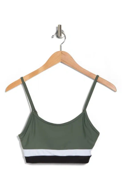 Cyn And Luca Tilly Colorblock Swim Top In Army White Black