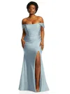 Cynthia & Sahar Off-the-shoulder Corset Stretch Satin Mermaid Dress With Slight Train