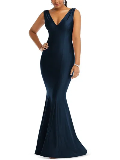Cynthia & Sahar Womens Ruched Polyester Evening Dress In Blue