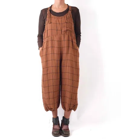 Cynthia Ashby Lore Plaid Overalls In Camel