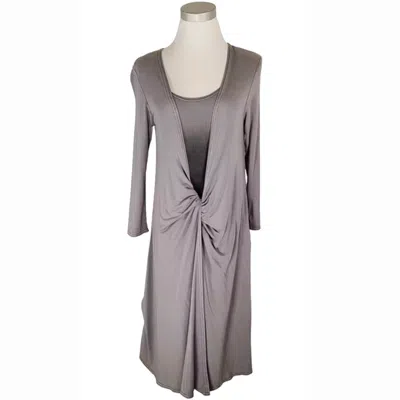 Pre-owned Cynthia Ashby S Gray Ombre Long Sleeve Lagenlook Athena Jacket Dress