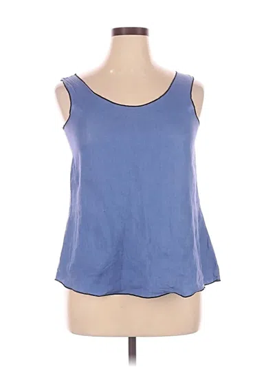 Pre-owned Cynthia Ashby Sleeveless Top Blue Scoop Neck Tops
