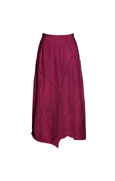 Cynthia Ashby Women's Jade Asymmetrical Cotton Skirt In Hibiscus In Burgundy