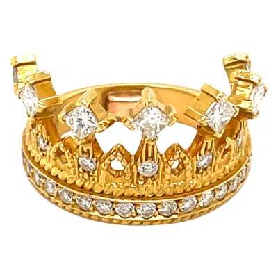 Pre-owned Cynthia Bach Yellow Gold Diamond Empress Tiara Ring By