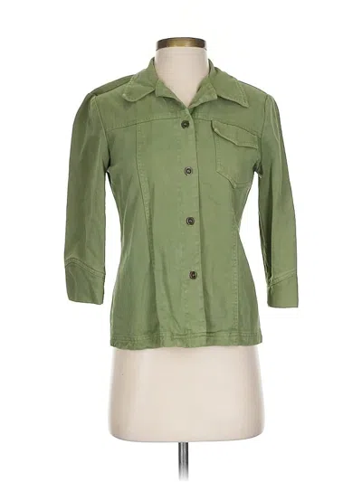 Pre-owned Cynthia Max 3/4 Sleeve Button Down Shirt In Green