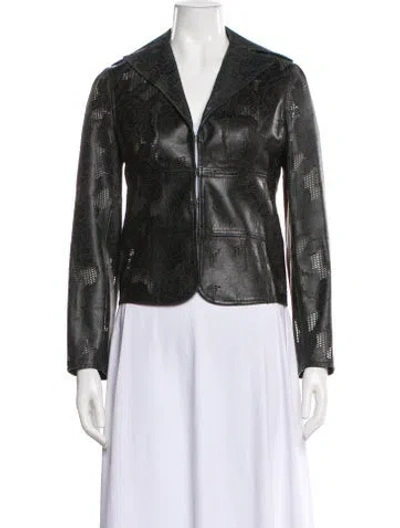 Pre-owned Cynthia Rose Leather Biker Jacket In Multi