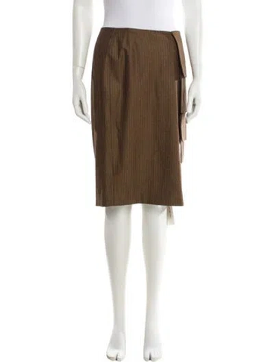 Pre-owned Cynthia Rose Pleated Accents Knee-length Skirt In Brown