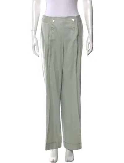 Pre-owned Cynthia Rose Virgin Wool Wide Leg Pants In Green