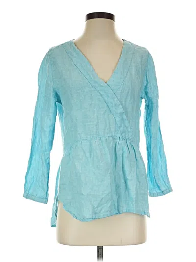 Pre-owned Cynthia Rowley 3/4 Sleeve Blouse In Blue