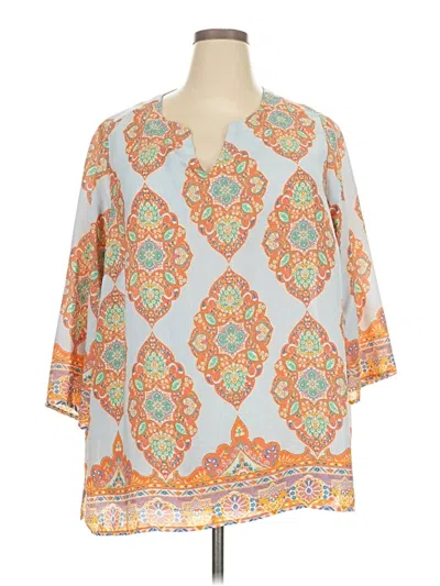 Pre-owned Cynthia Rowley 3/4 Sleeve Blouse In Orange
