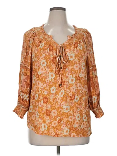 Pre-owned Cynthia Rowley 3/4 Sleeve Blouse In Orange