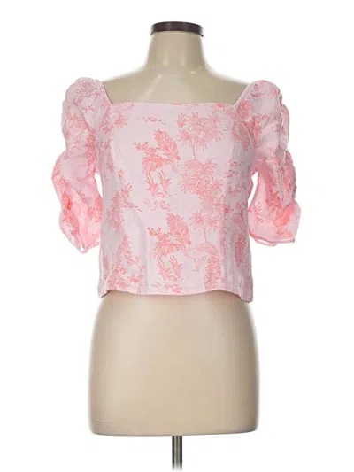 Pre-owned Cynthia Rowley 3/4 Sleeve Blouse In Pink