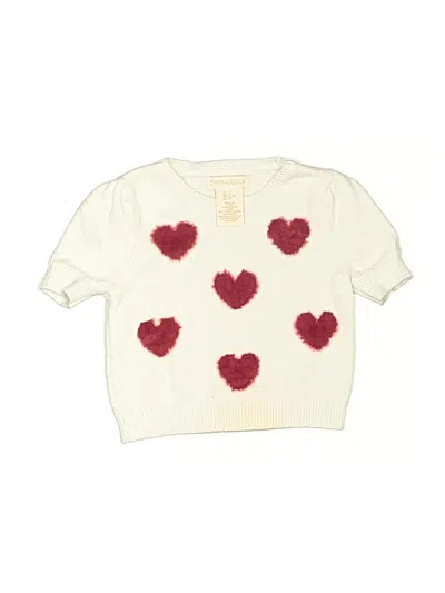 Pre-owned Cynthia Rowley Kids' 3/4 Sleeve Top Ivory Hearts Pattern Sweetheart Neckline Tops