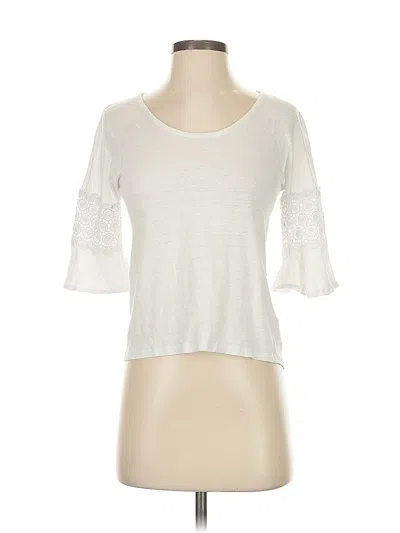 Pre-owned Cynthia Rowley 3/4 Sleeve Top Ivory Scoop Neck Tops In White