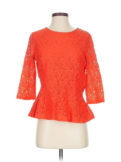 Pre-owned Cynthia Rowley 3/4 Sleeve Top Orange Sweetheart Neckline Tops