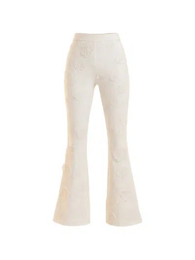 Cynthia Rowley 3d Flowers Cropped Trousers In Gray