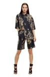 Cynthia Rowley Amalfi Gold Foil Shorts In Black