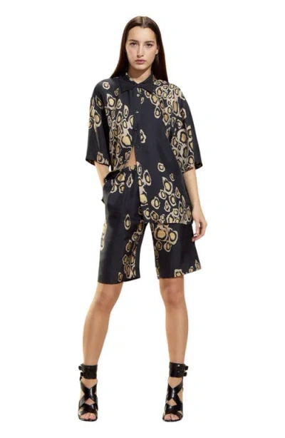 Cynthia Rowley Amalfi Gold Foil Shorts In Black