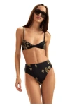 Cynthia Rowley Amalfi High Waisted Bikini Bottom In Black