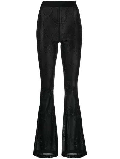 Cynthia Rowley Amelia Crystal-embellished Mesh Trousers In Black