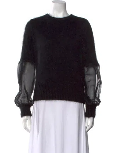 Pre-owned Cynthia Rowley Angora Crew Neck Sweater In Black