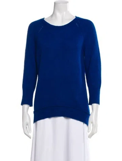 Pre-owned Cynthia Rowley Angora Scoop Neck Sweater In Blue