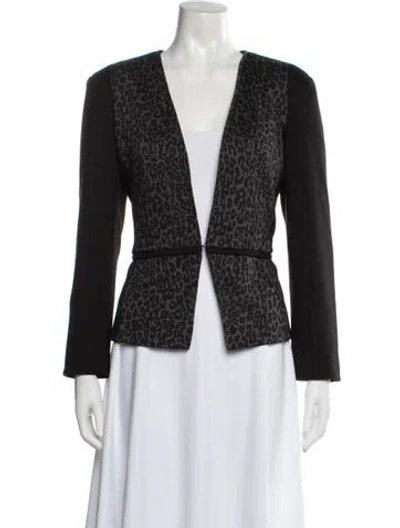 Pre-owned Cynthia Rowley Animal Print Jacket In Black