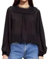 Cynthia Rowley Annabelle Long Sleeve Blouse In Black