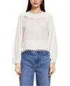 Cynthia Rowley Annabelle Long Sleeve Blouse In Neutral
