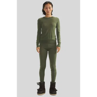 Cynthia Rowley Aspen Crewneck Knit Top In Dark Green