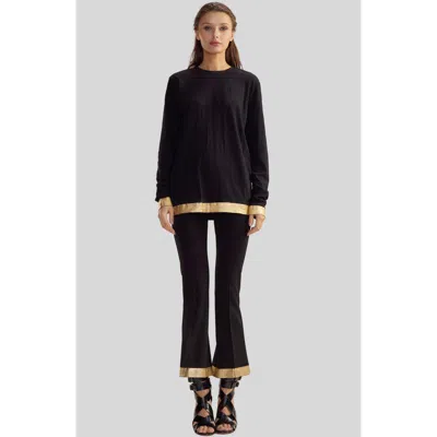 Cynthia Rowley Athena Long Sleeve Tee In Black