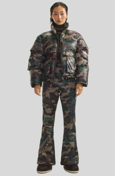 Cynthia Rowley Backcountry Puffer Jacket In Green Camo