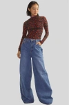 Cynthia Rowley Base Layer Turtleneck In Geo Black/red Combo