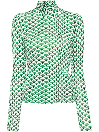 Cynthia Rowley Silk Button-up Shirt In Green