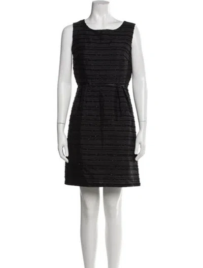 Pre-owned Cynthia Rowley Bateau Neckline Mini Dress In Black