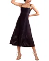 Cynthia Rowley Lattice Spaghetti Straps Midi Dress In Black