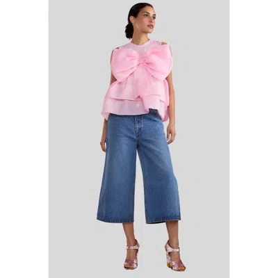 Cynthia Rowley Blair Bow Top In Pink