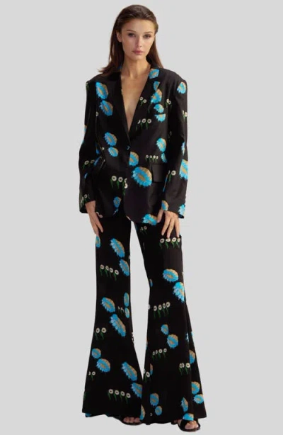 Cynthia Rowley Blake Flared Pants In Black Floral