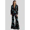 Cynthia Rowley Blake Silk Twill Blazer In Black Floral