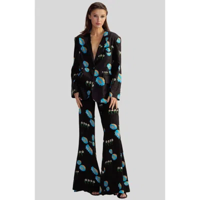 Cynthia Rowley Blake Silk Twill Blazer In Black Floral